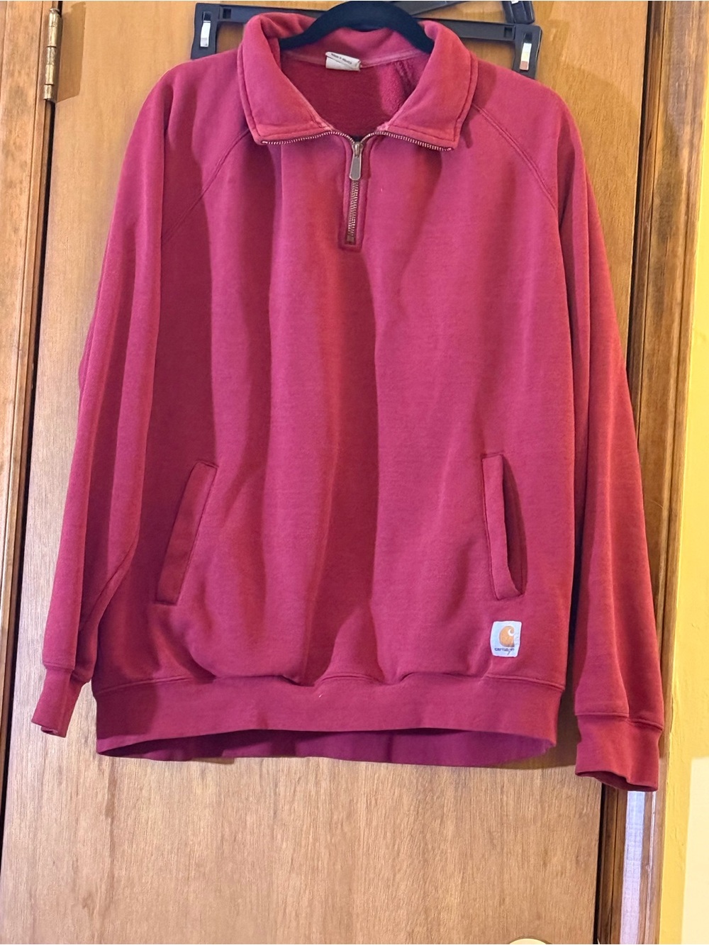 Carhartt Men's Raspberry Half-Zip Sweatshirt - Picture 1 of 1